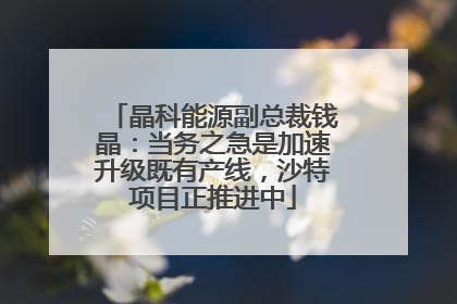 晶科能源副总裁钱晶：当务之急是加速升级既有产线，沙特项目正推进中